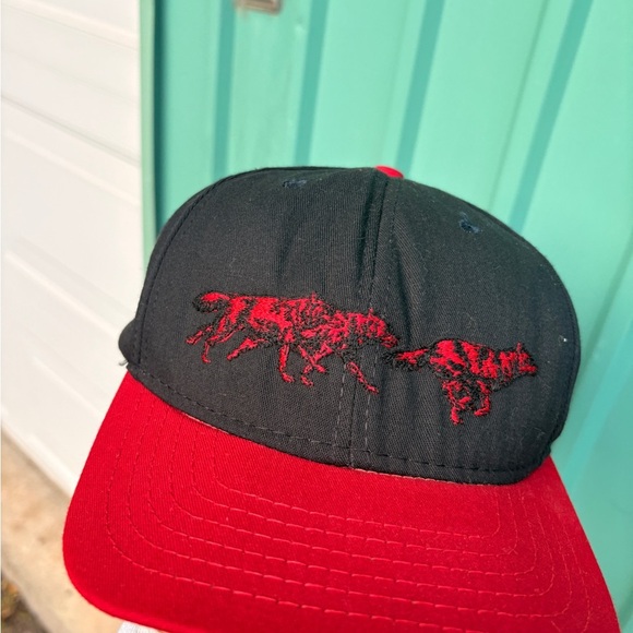 Vintage RED wolf beer 1995 snapback hat made in USA trucker hat BUSCH - Picture 3 of 6